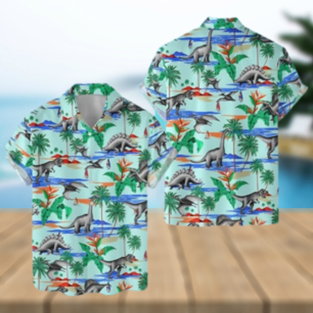 Tropical Dinosaur Hawaiian Shirt For Men Women Summer Aloha - Limotees