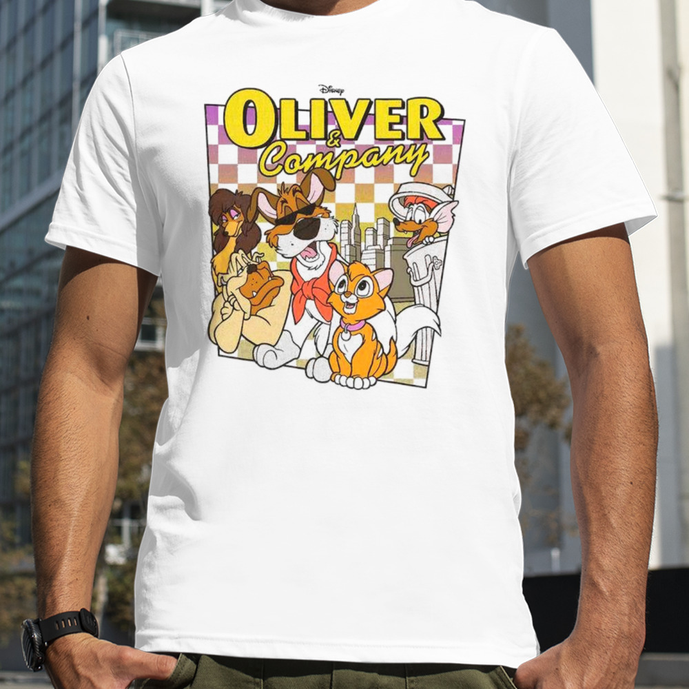 Disney Oliver Company Checkerboard Poster Shirt