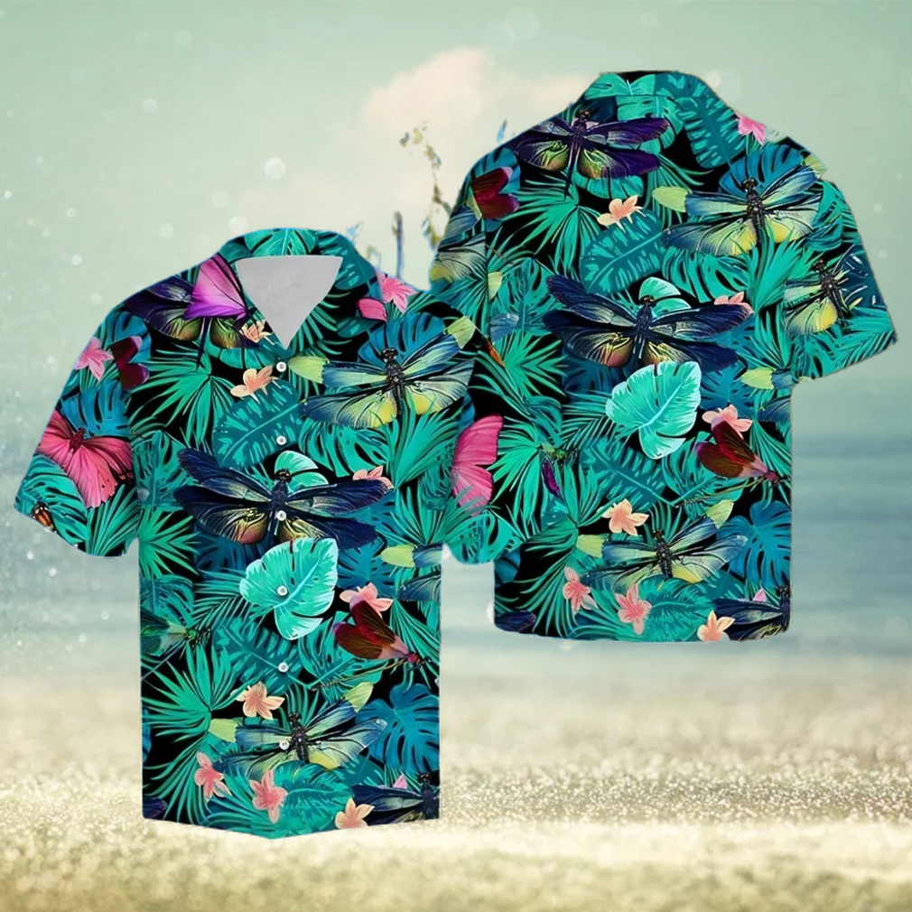 Tropical Forest Dragonfly Hawaiian Summer Beach Shirt Full Over Print - Limotees