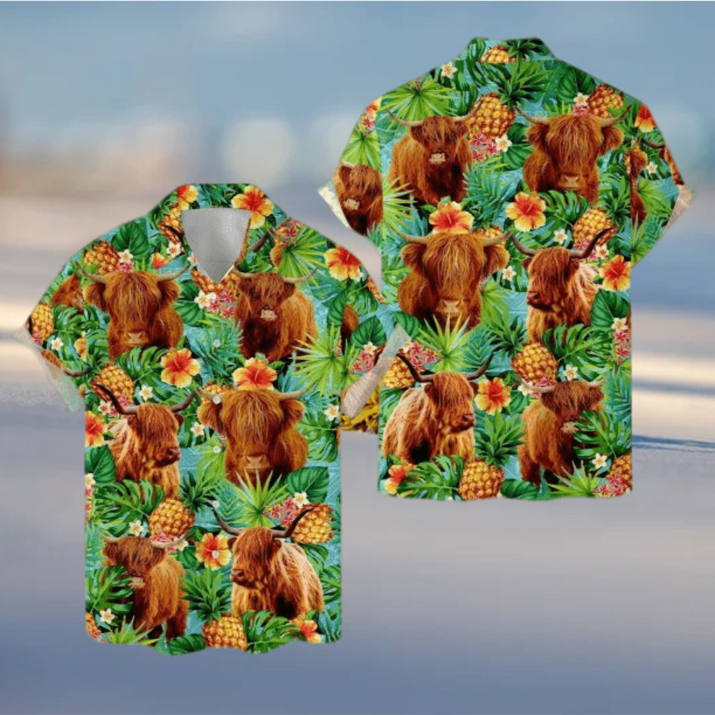 Tropical Highland Cow 3D Hawaiian Shirt - Limotees