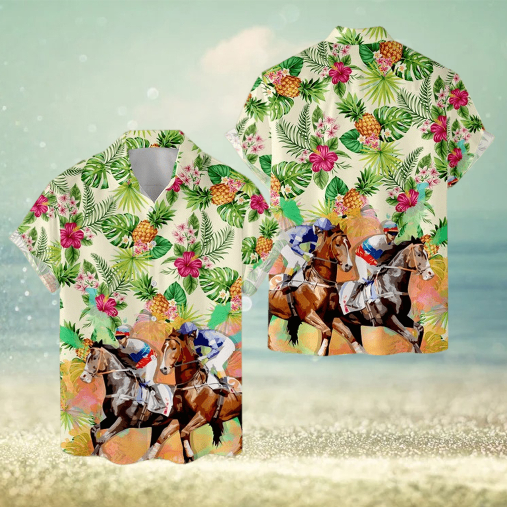 Tropical Horse Racing Hawaiian Shirt For Men Women Horse Painting Shirt - Limotees