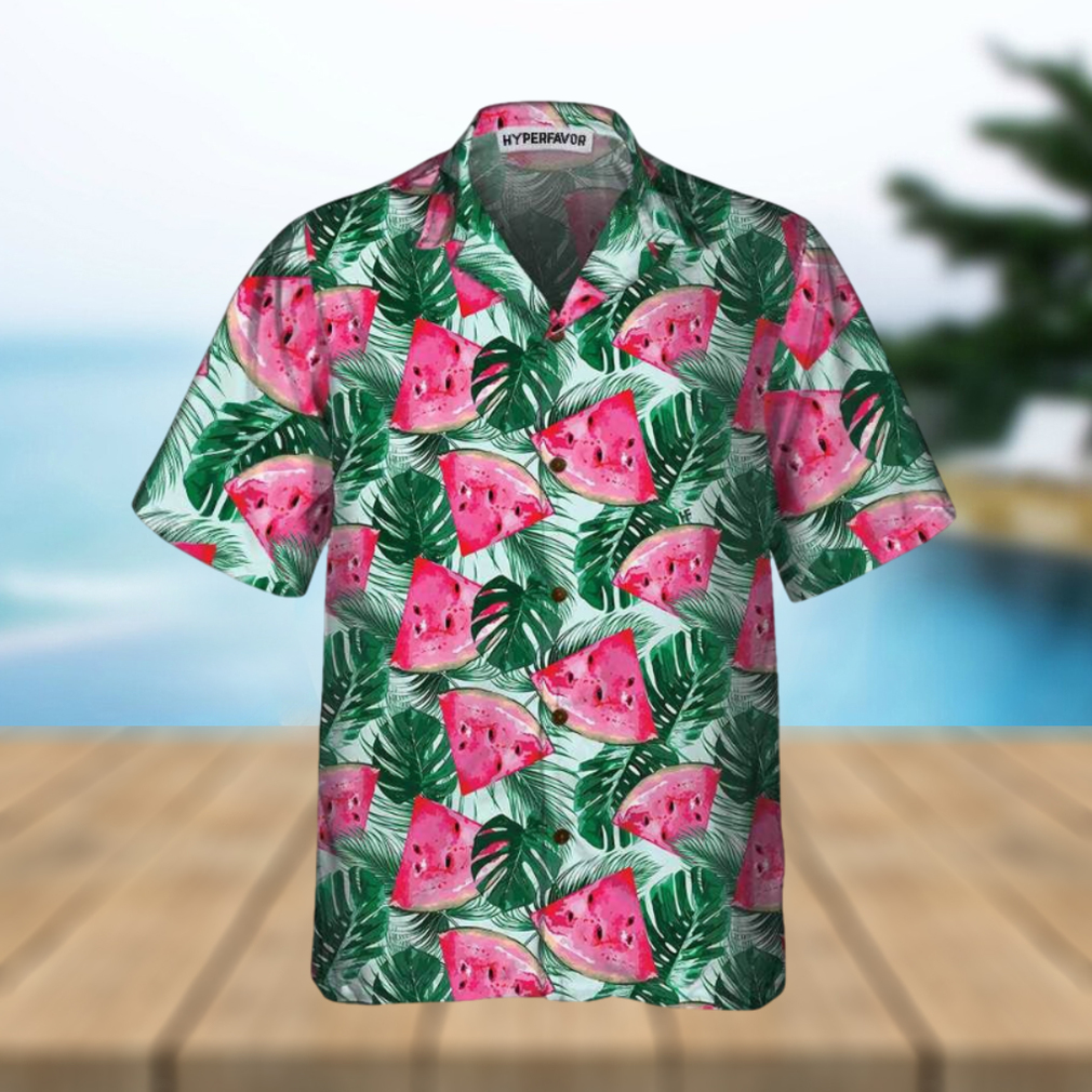 Tropical Palm Leaves Watermelon Hawaiian Shirt, Cool Watermelon Shirt For Men & Women - Limotees