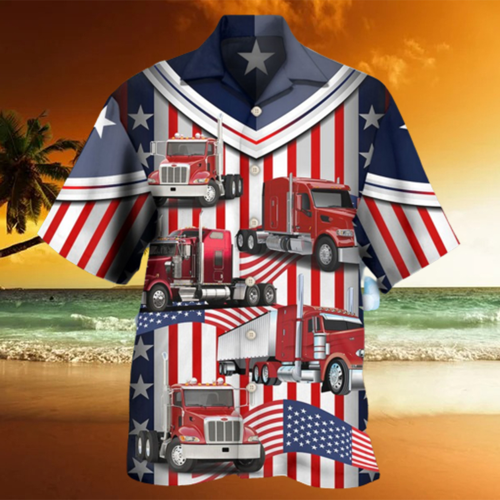 Truck USA Flag Trucker Hawaiian Shirt - Limotees