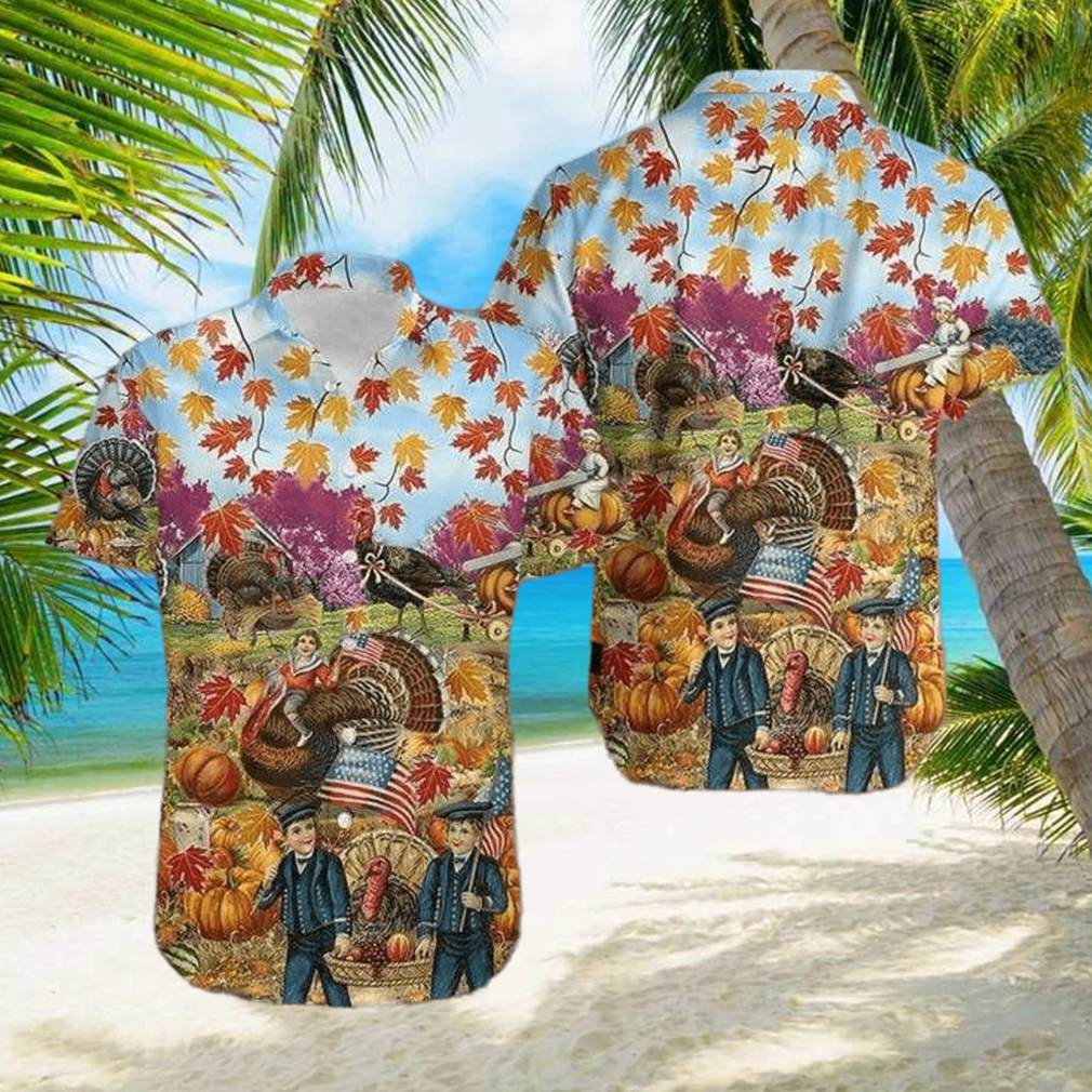 Turkey Give Thanks Thanksgiving Hawaiian Shirt - Limotees