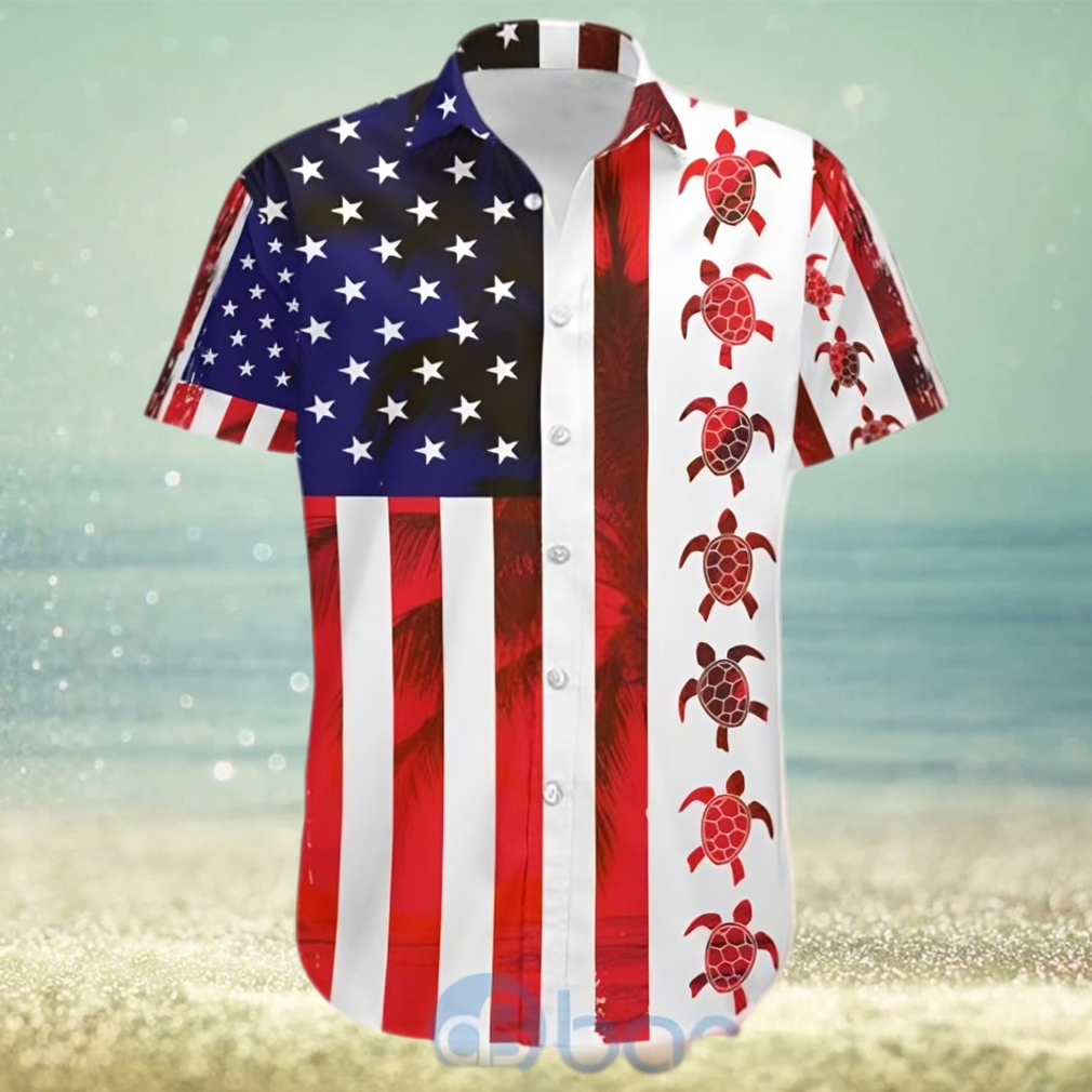 Turtle American Flag Hawaii Shirt - Limotees