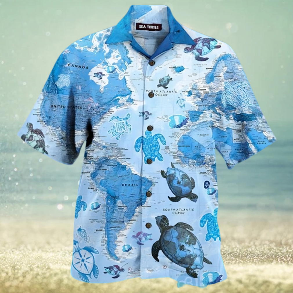 Turtle Blue Map Hawaiian Shirt - Limotees