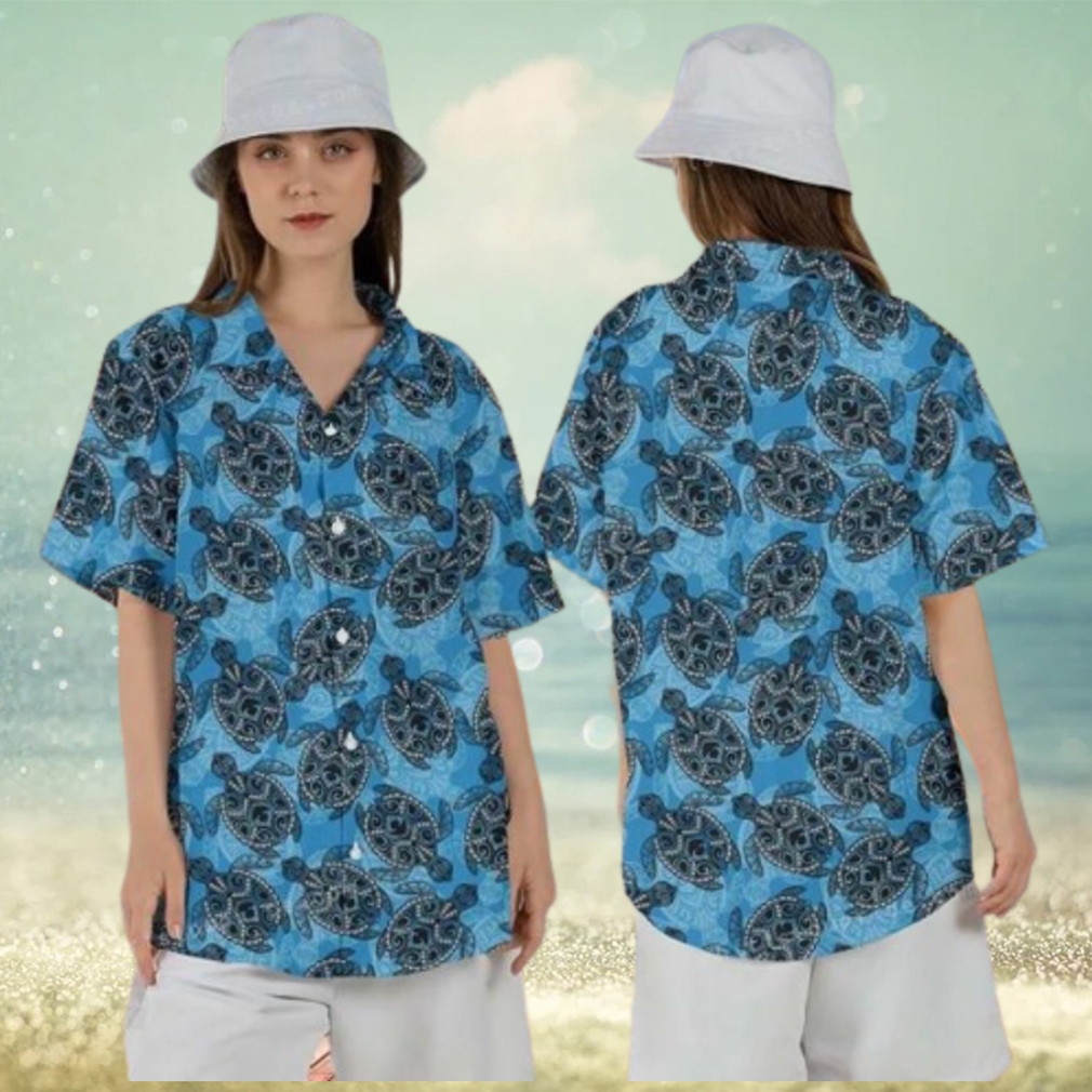 Turtle Button Up Hawaiian Shirt For Women - Limotees