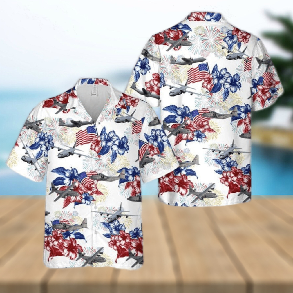 US Air Force Lockheed C 130 Hercules Gift For 4th Of July Aloha Flower Pattern Hawaiian Shirt - Limotees