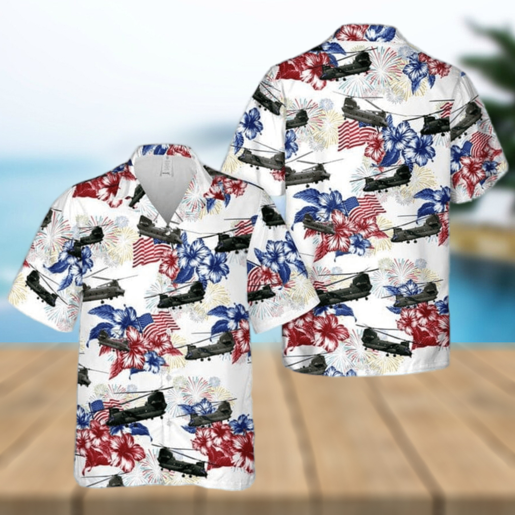 US Army Boeing CH 47 Chinook Gift For 4th Of July Aloha Flower Pattern Hawaiian Shirt - Limotees