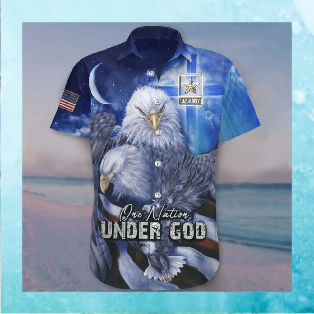 US Army Eagle One Nation Under God Hawaiian Shirt Patriotic Army Clothing Gift For Dad - Limotees