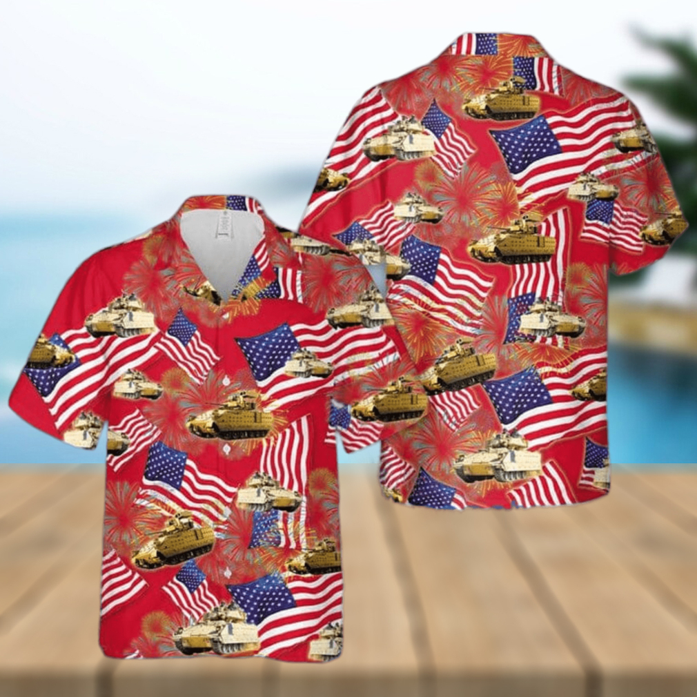 US Army M2A3 Bradley 4th July All Over Print Flag Hawaiian Shirt - Limotees