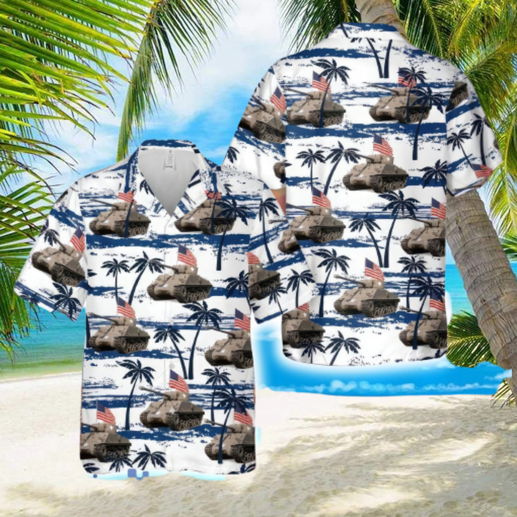 US Army M4A3 76 W HVSS Palm Tree Tropical Short Sleeve Hawaiian Shirt - Limotees