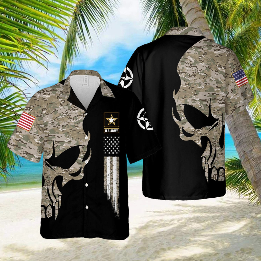 US Army US Veteran Camo Pattern Skull Hawaiian Shirt Summer Gift For Men And Women - Limotees