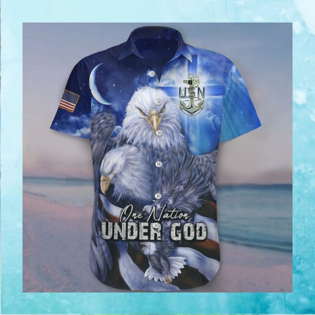 US Navy Eagle One Nation Under God Hawaiian Shirt Unique Patriotic Gift For Navy Sailors - Limotees