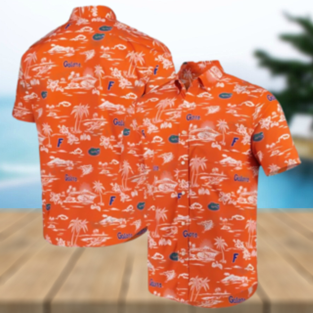 Uf Hawaiian Shirt Orange Beach Tropical Leaves Florida Gators Gift - Limotees