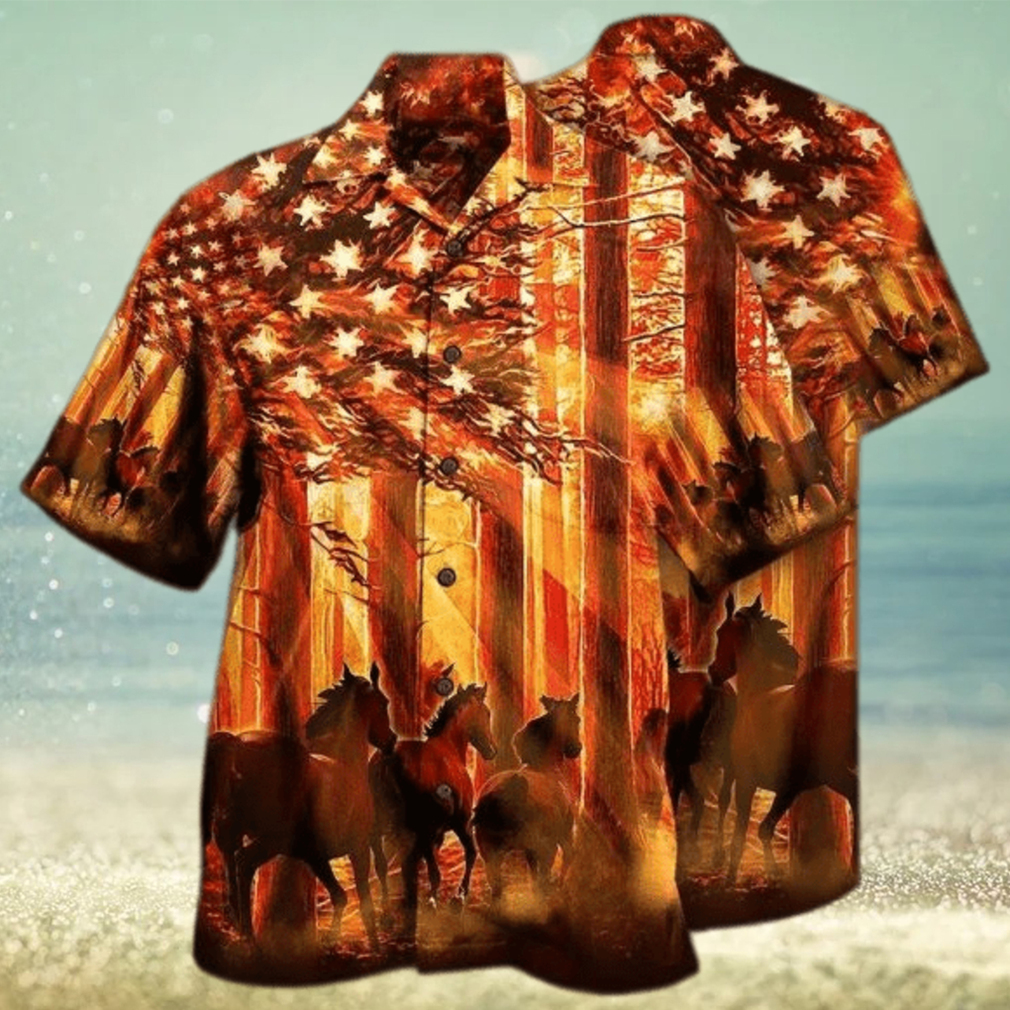 Unisex Beach Shirt Awesome Horse American Born To Ride Hawaiian Shirts - Limotees