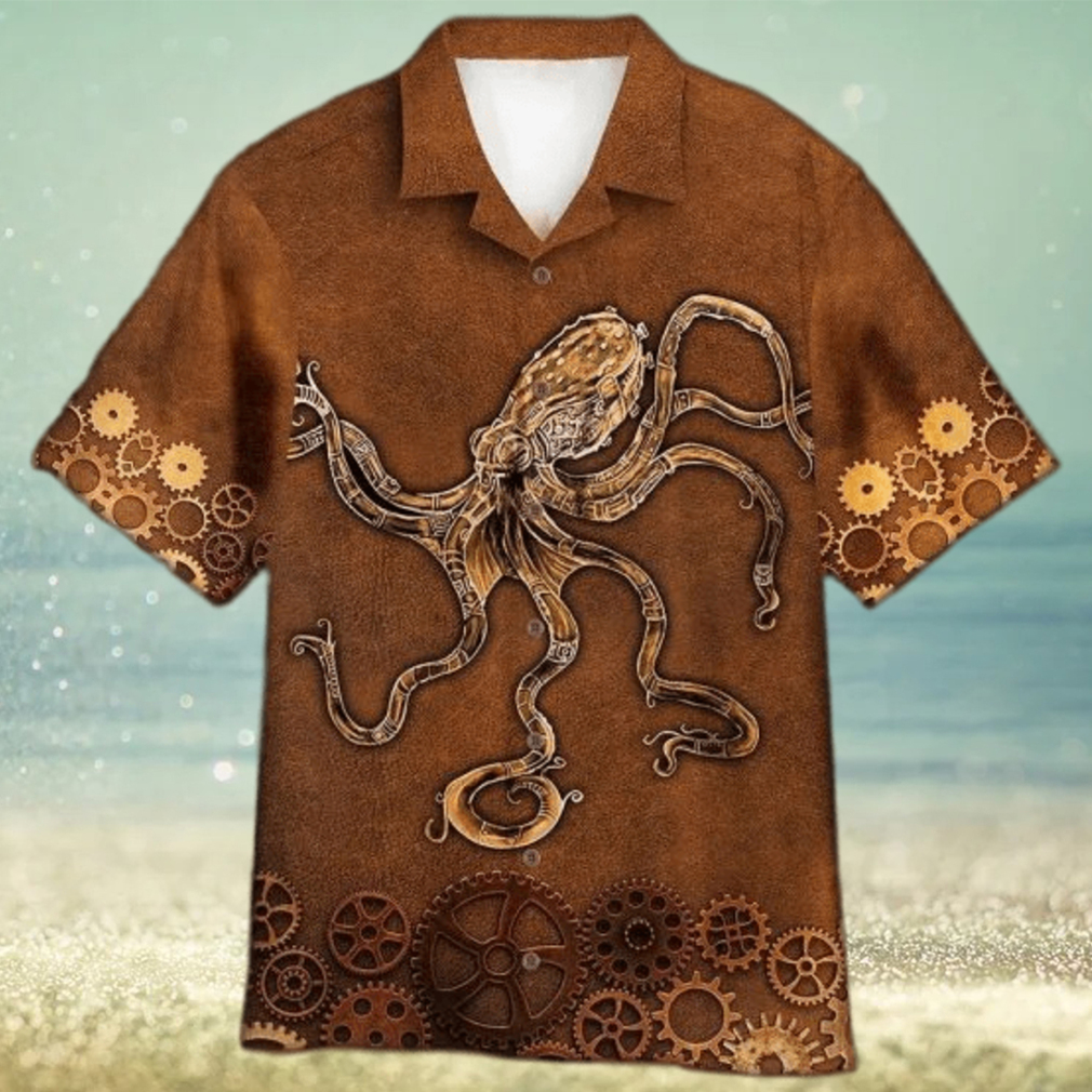 Unisex Brown Octopus Steampunk Hawaiian Shirt - Limotees