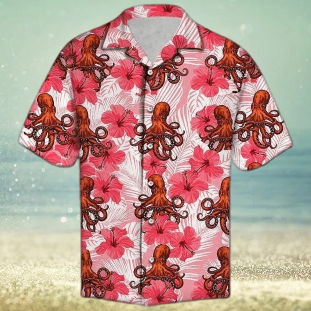 Unisex Felobo Hawaii Shirt Tropical Flowers Hibiscus Octopus Hawaiian Shirt - Limotees