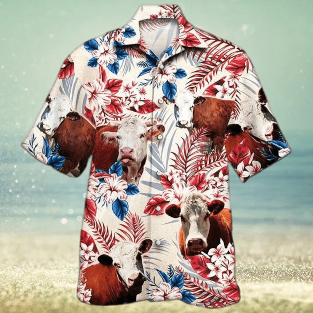 Unisex Hereford Cattle Texas Flag Hawaiian Shirt - Limotees