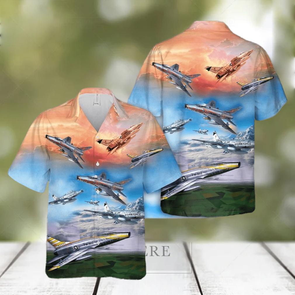 Us Air Force North American F 100 Super Sabre Hawaiian Shirt - Limotees