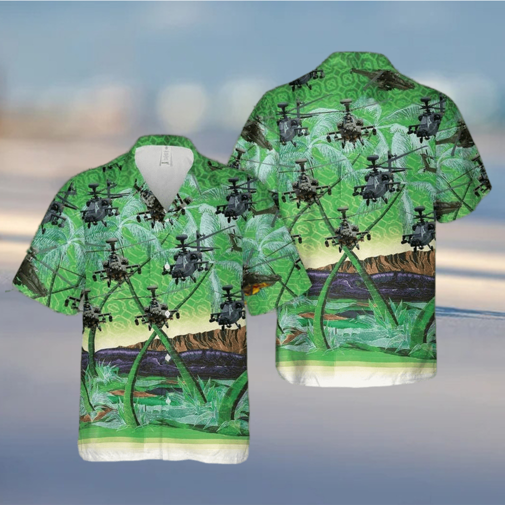 Us Army Boeing Ah 64 Apache Green Unisex Hawaiian Shirts - Limotees