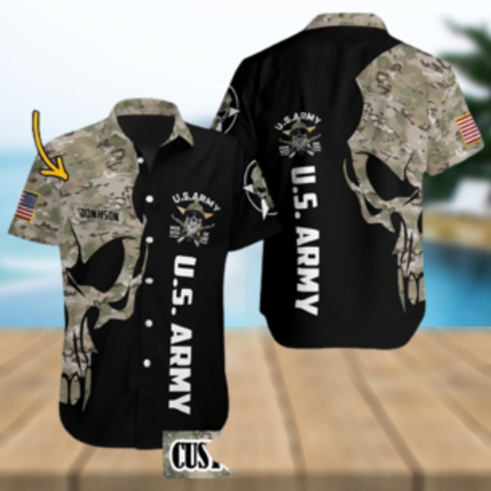 Us Army Digital Camo Skull Custom Hawaiian Aloha Shirt - Limotees