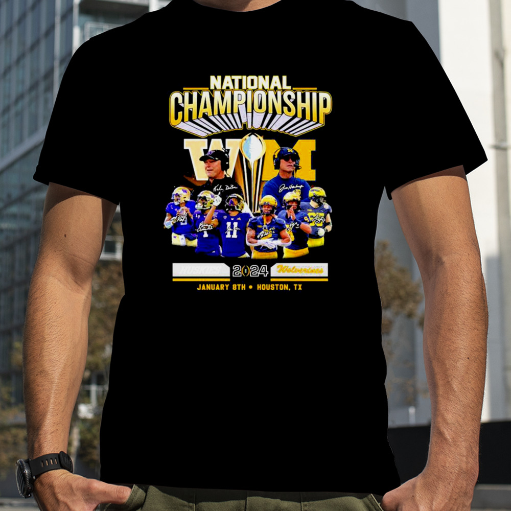 Washington Huskies vs Michigan Football 2024 National Championship Houston, Tx Signatures Shirt