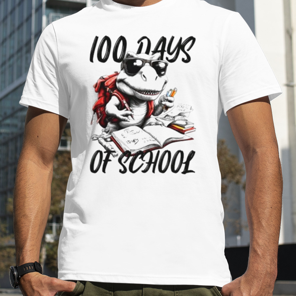 100 days of school T-Rex With Glasses shirt