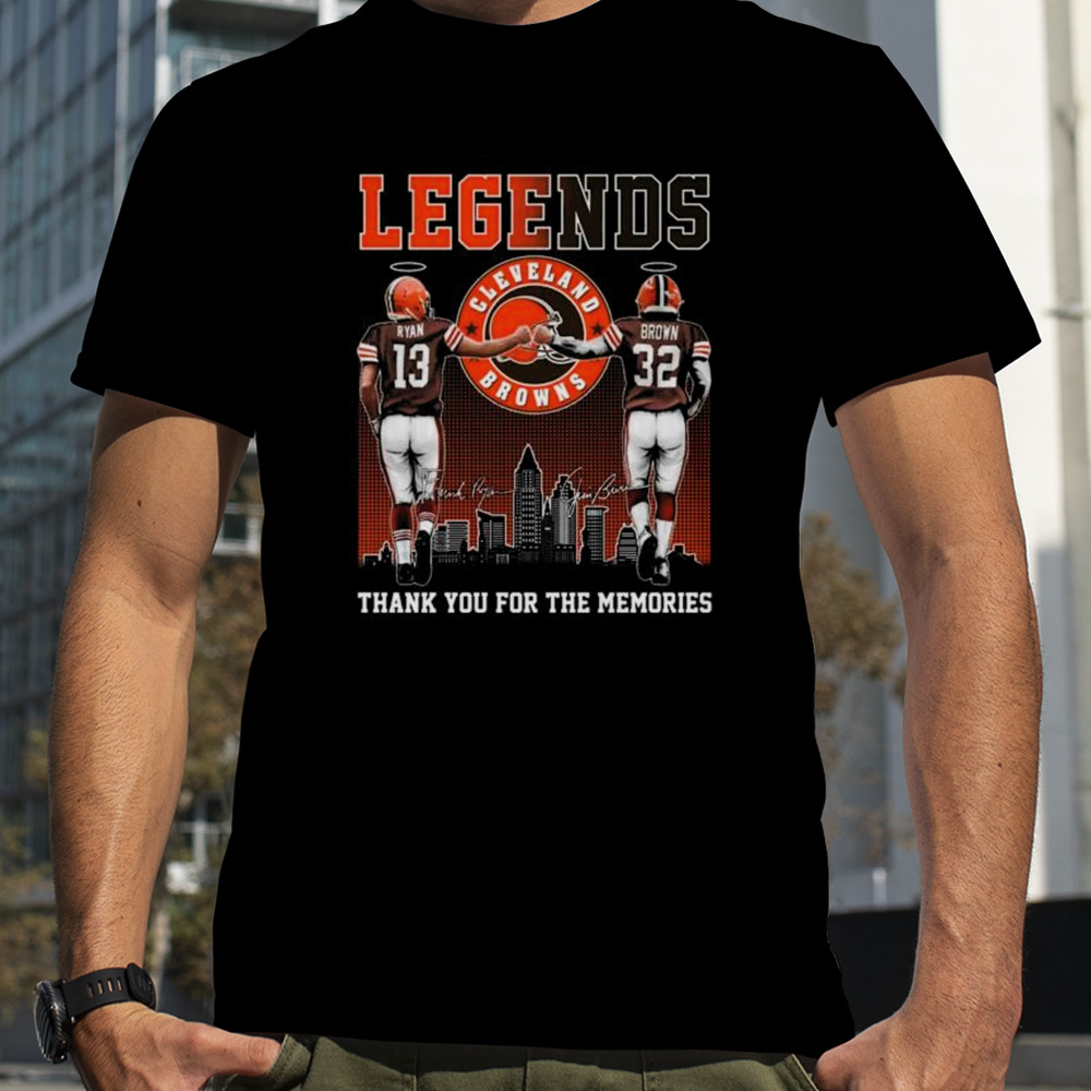 Legends Frank Ryan And Jim Brown Cleveland Browns Thank You For The Memories Signatures Shirt