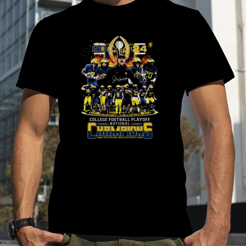 Michigan Wolverines Team Football 2024 College Football Playoff National Champions Signatures Shirt