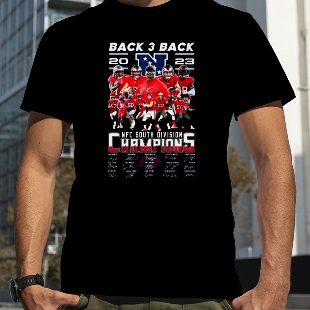 Tampa Bay Buccaneers Back 3 Back 2023 NFC South Division Champions Signatures Shirt