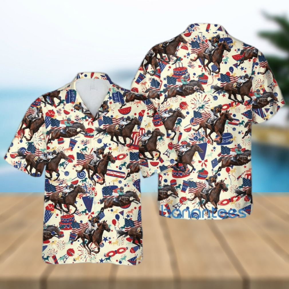 US Thoroughbred Horse Racing Gift For 4th Of July Aloha Hawaiian Shirt - Limotees