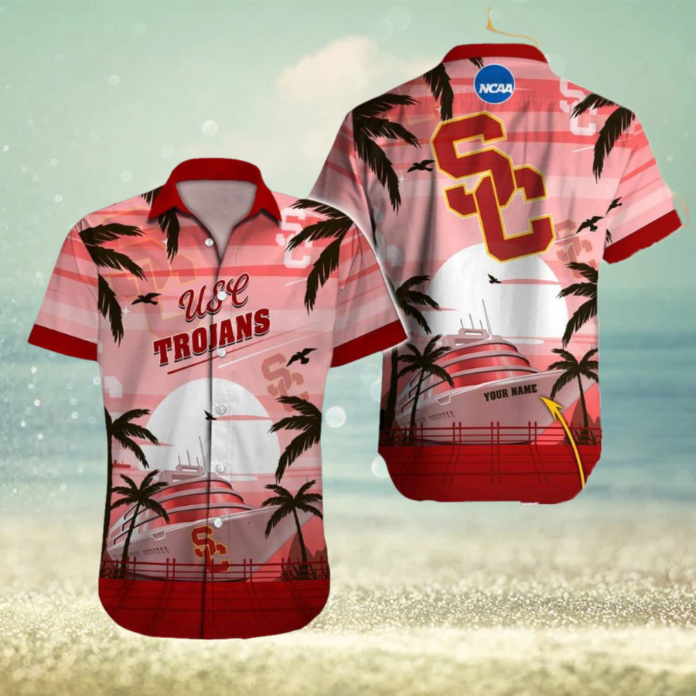 USC Trojans NCAA Hibiscus Custom Name Hawaiian Shirt Beach For Men Women Gift For Fans - Limotees