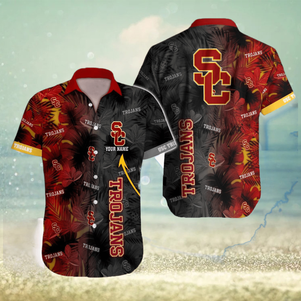 USC Trojans NCAA Logo Leaf Fans Hawaiian Shirt For Men And Women Gift Custom Name - Limotees