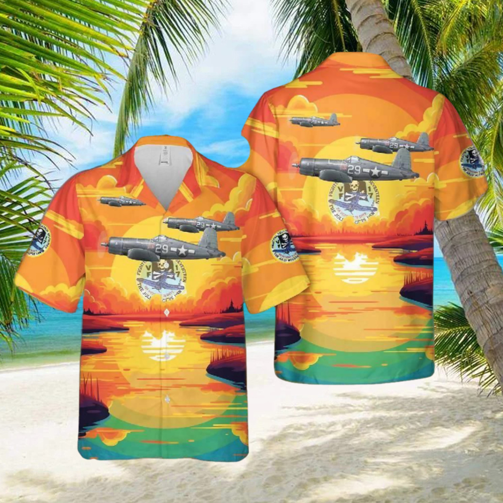 Us Navy Vf 17 Jolly Rogers F4u 1a Corsair Hawaiian Shirt - Limotees