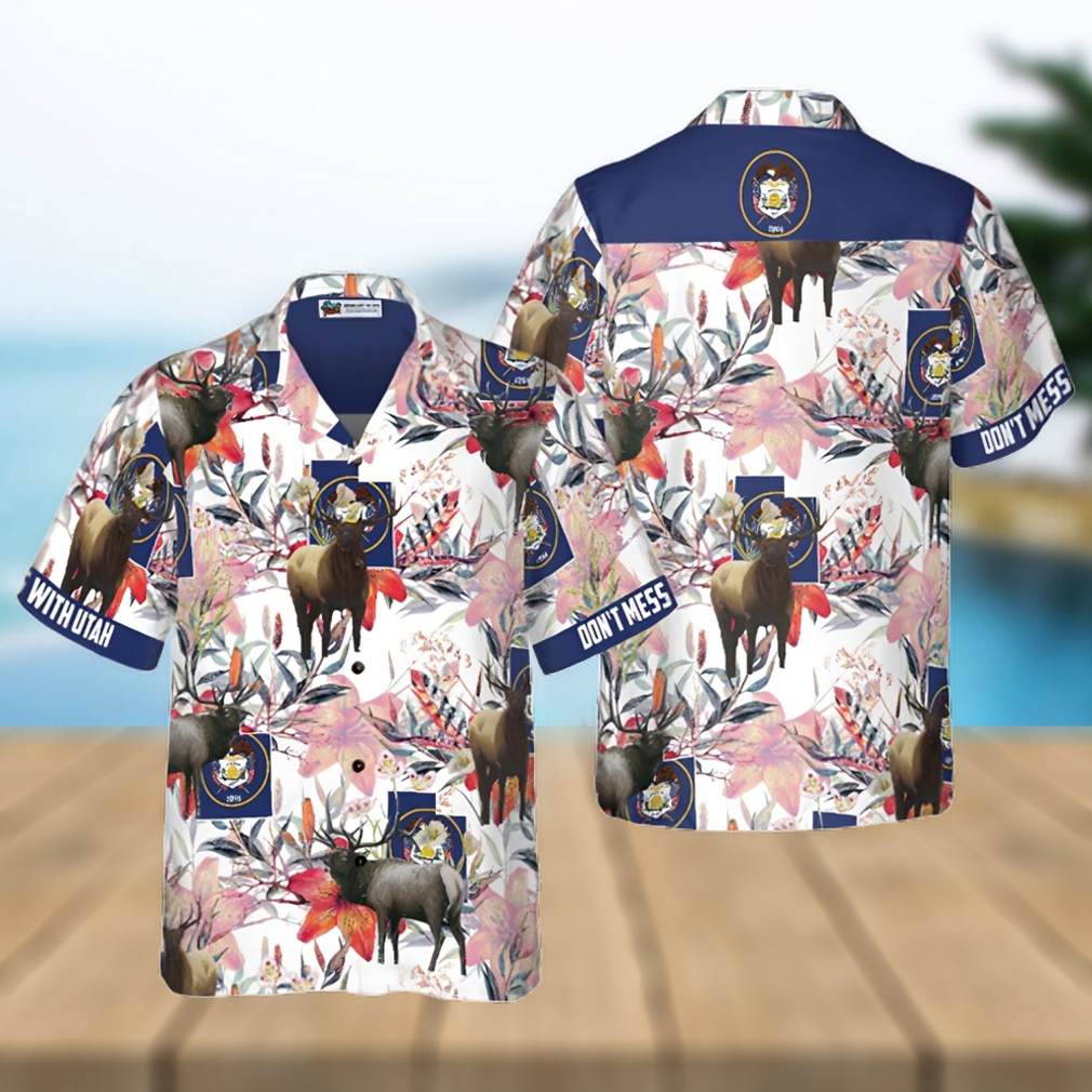 Utah Elk And The Sego Lily Hawaiian Shirt - Limotees