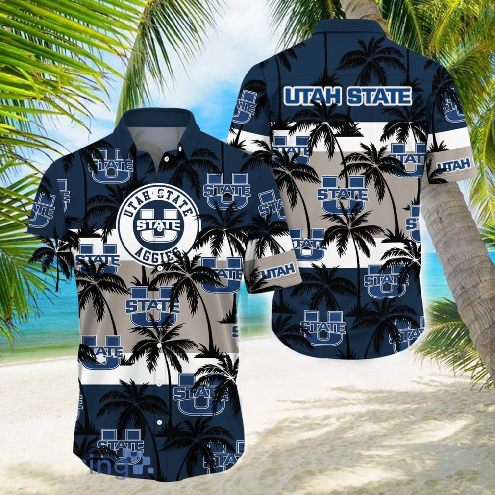 Utah State Aggies All Over Print Logo And Coconut Trending Summer Gift Aloha Hawaiian Shirt - Limotees