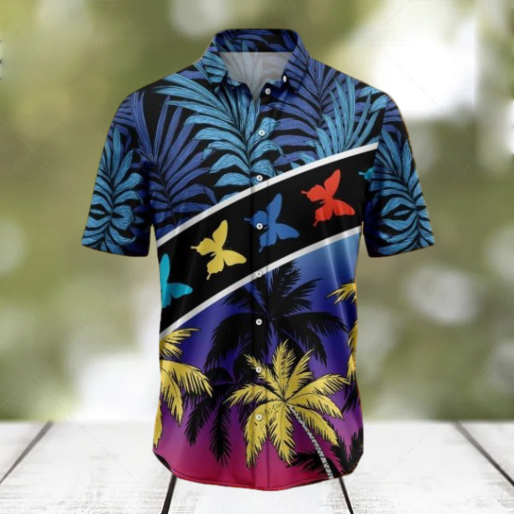 Vacation Tropical Coconut Palm Butterflies Tropical Hawaiian Shirt Gift For Men And Women - Limotees