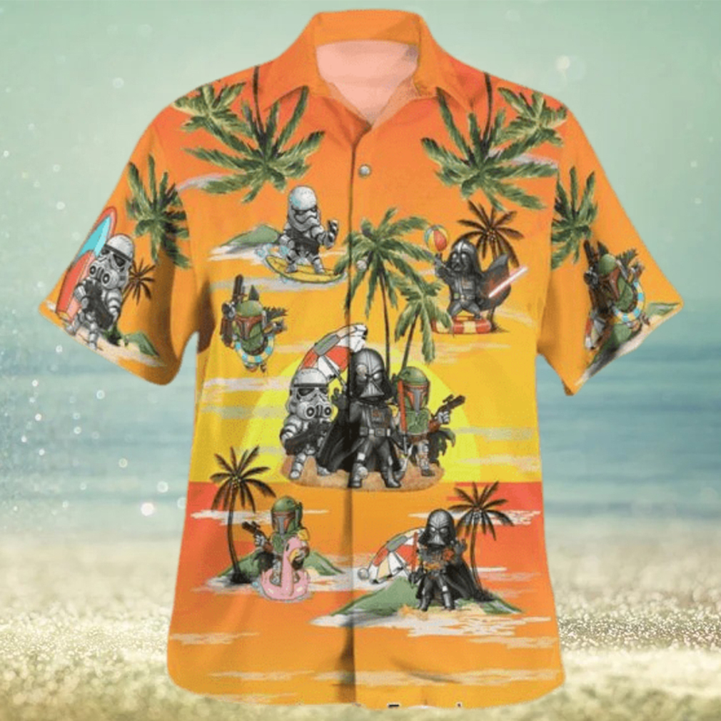 Vader Boba Fett Trooper Summer Time Hawaiian Shirt Sunset Yellow - Limotees