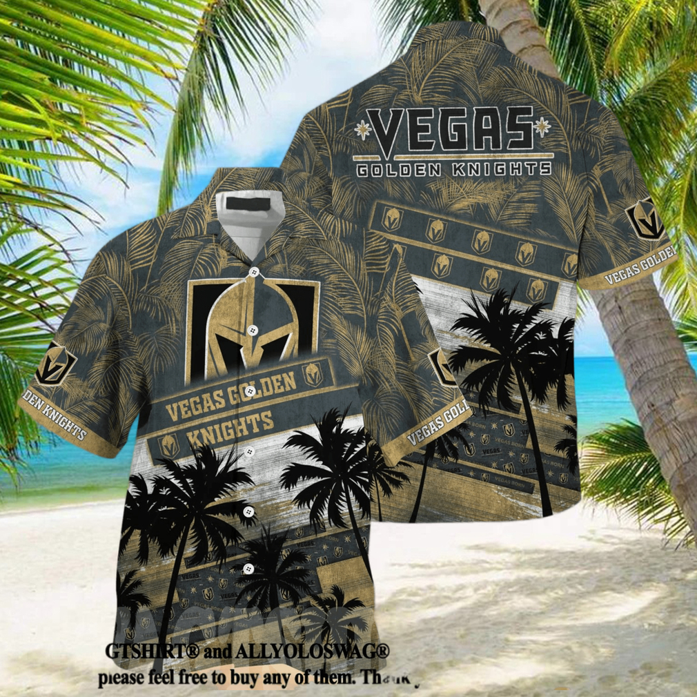 Vegas Golden Knights NHL Palm Tree Pattern Classic Full Printed Hawaiian Shirt - Limotees