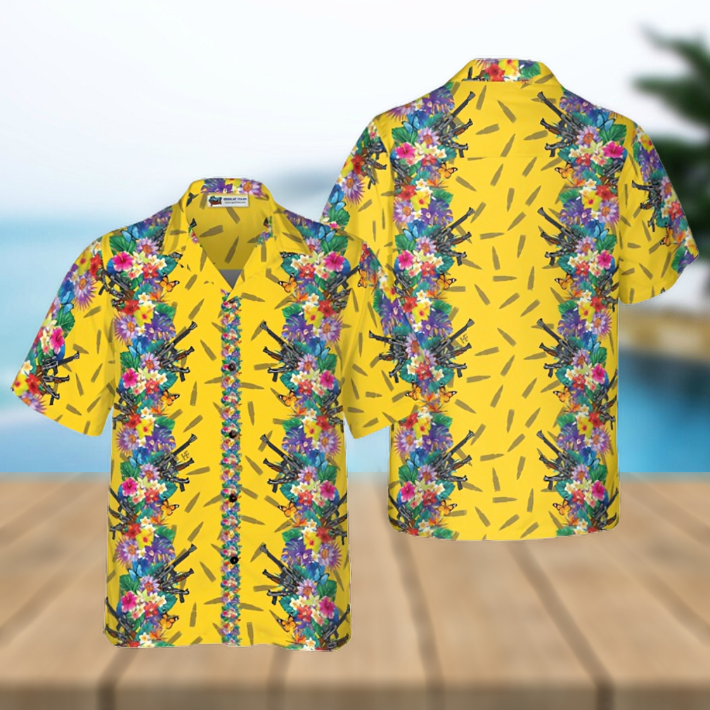 Vibrant Tropical Gun And Bullet Hawaiian Shirt - Limotees