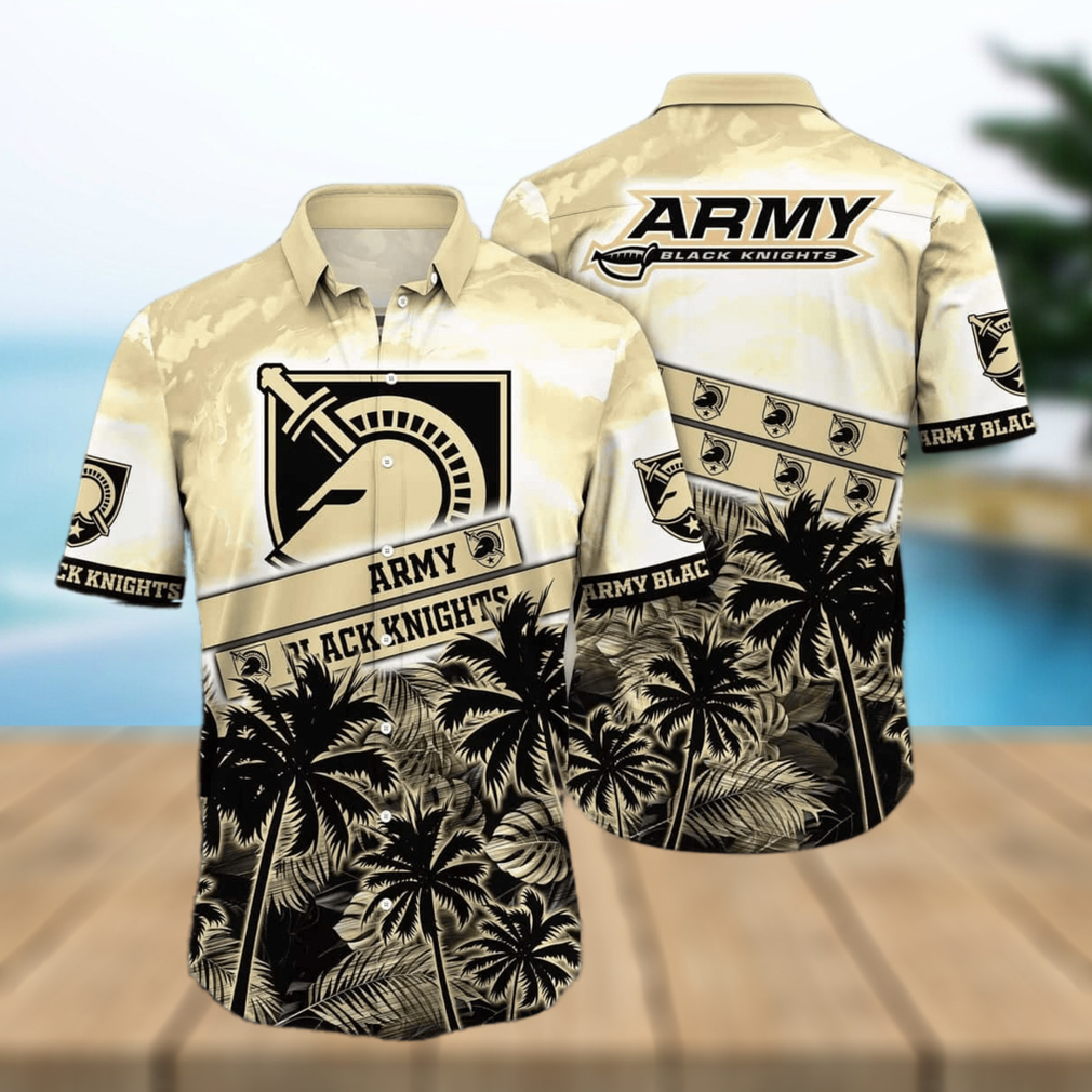 Vintage Aloha NCAA Army Black Knights Hawaiian Shirt Palm Trees Pattern - Limotees