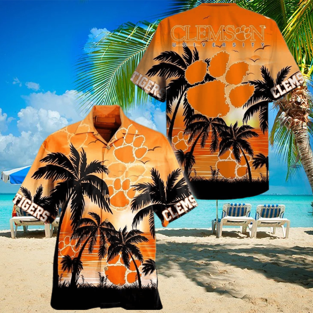 Vintage Aloha NCAA Clemson Tigers Hawaiian Shirt Palm Tree Best Beach Gift - Limotees