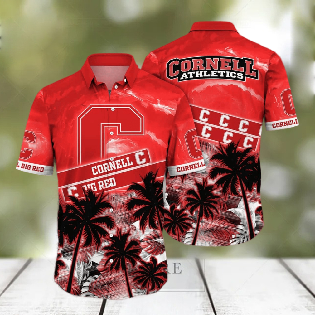 Vintage Aloha NCAA Cornell Big Red Hawaiian Shirt Palm Trees Pattern - Limotees