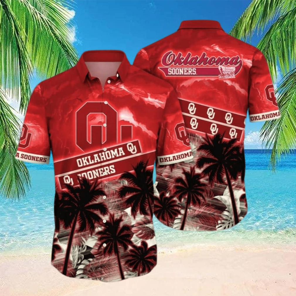 Vintage Aloha NCAA Oklahoma Sooners Hawaiian Shirt Coconut Trees - Limotees