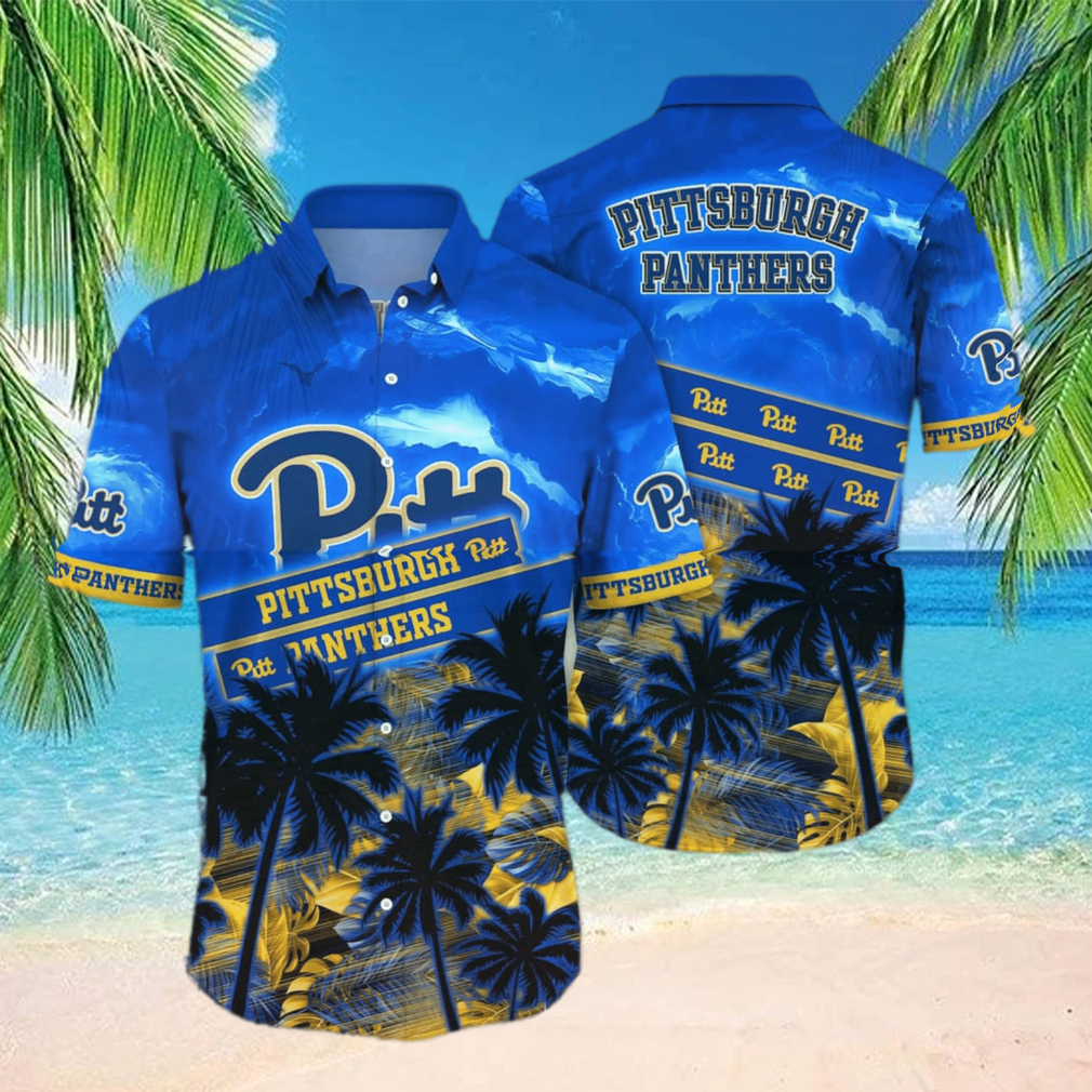 Vintage Aloha NCAA Pitt Panthers Hawaiian Shirt Palm Trees Practical Beach Gift - Limotees