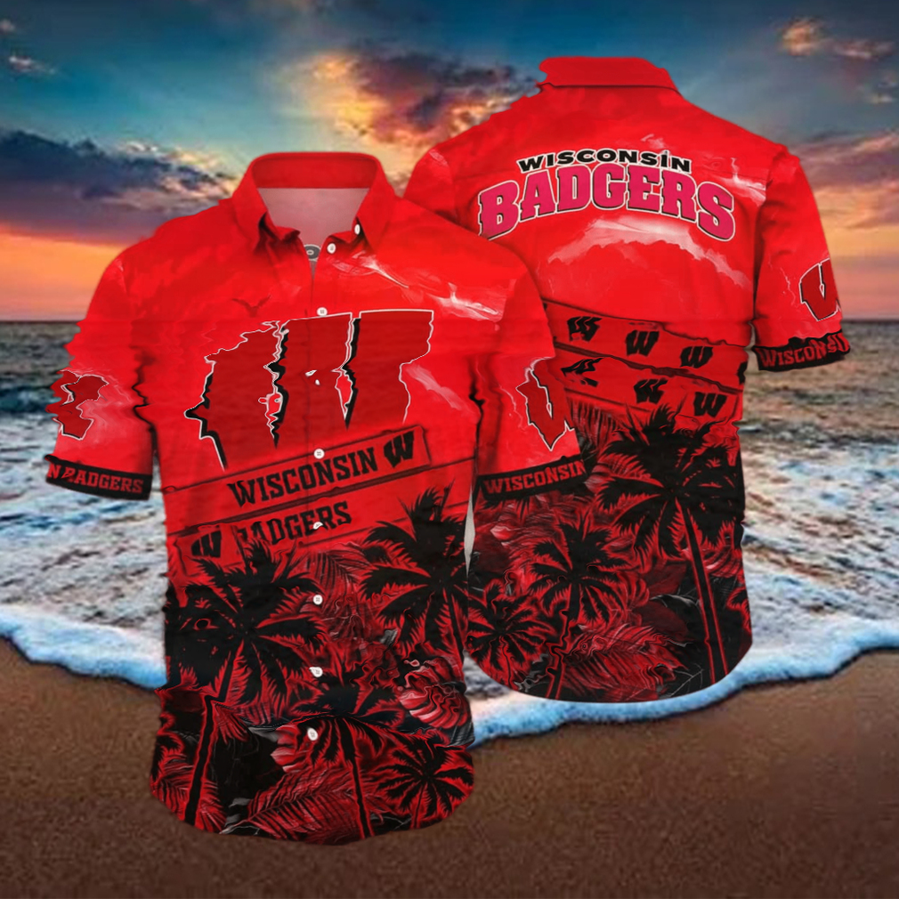 Vintage Aloha NCAA Wisconsin Badgers Hawaiian Shirt Beach Gift For Friend - Limotees