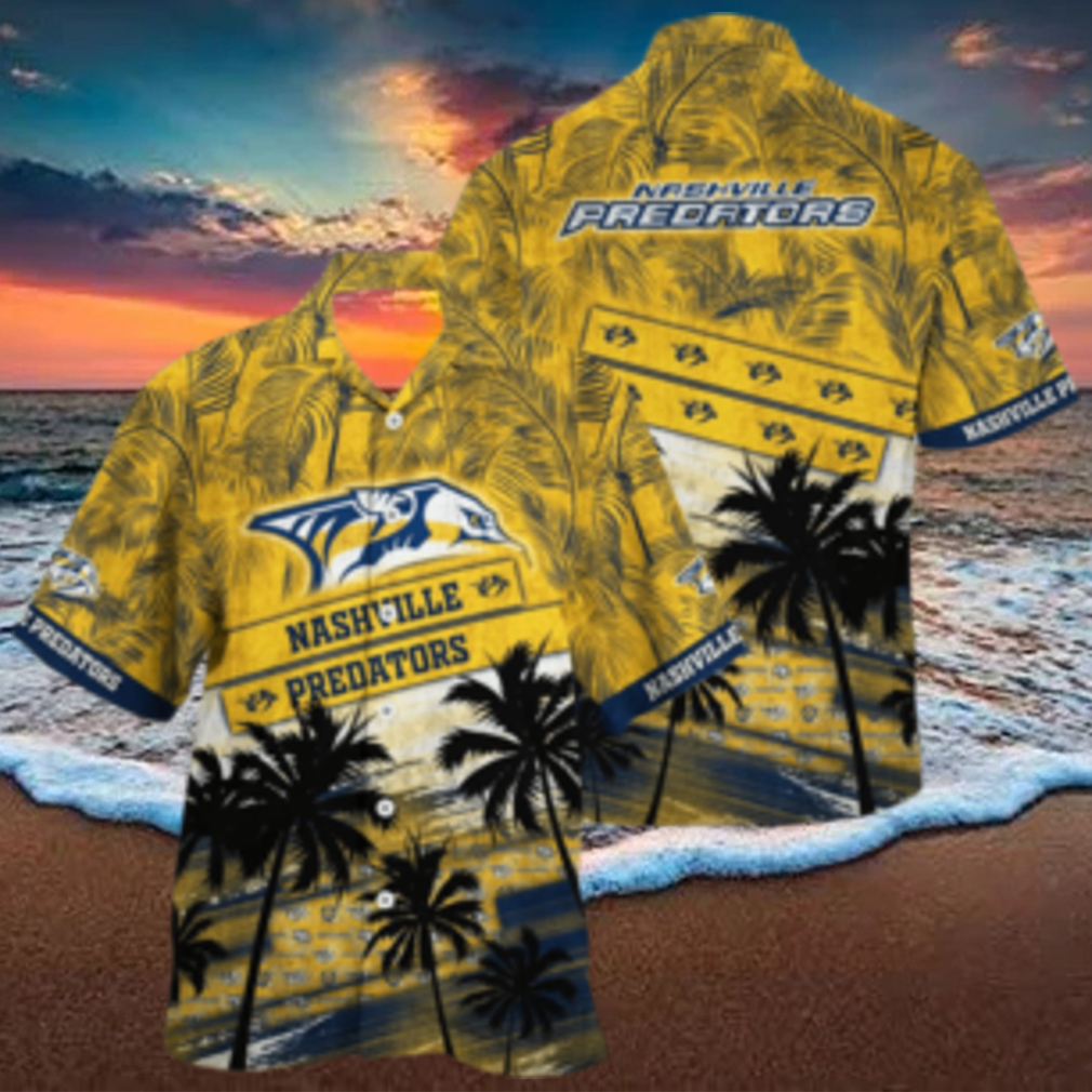 Vintage Aloha NHL Nashville Predators Hawaiian Shirt Palm Tree Pattern Beach Lovers Gift - Limotees