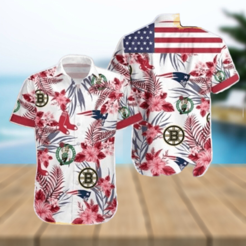 Vintage Boston Celtics England Boston Red Sox Hawaiian Shirt - Limotees