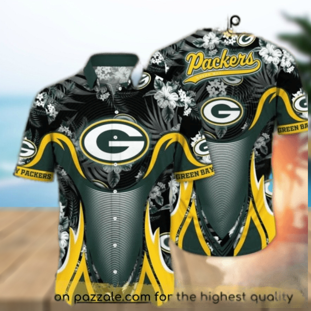 Vintage Green Bay Packers Hawaiian Shirt Summer Football NFL Flower Hawaii Shirt Gift For Dad - Limotees